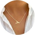 Miniatyrbild 1 av 5: Guld Initial Halsband för Kvinnor - 14k Guldpläterade Stora Bokstavs Hängen Halsband för Kvinnor Trendiga Smyckesgåvor Y