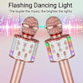Miniatyrbild 3 av 5: Karaoke trådlös mikrofon med dansande LED-lampor, Bluetooth-mikrofon för barn flicka pojke för fest sång jul födelsedagspresent idé roséguld