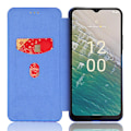 Miniatyrbild 2 av 5: För Nokia C32 PU Läder Kolfiber Textur Skydd Fodral Kort Hållare Ställ Blue