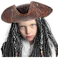 Miniatyrbillede 4 af 4: Kunstig læder pirathat - Brun slidt læder kolonitid tricorn hat