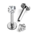 Miniatyrbilde 3 av 3: 3 stk. Labret med stein, kirurgisk stål. Lengde: 6mm