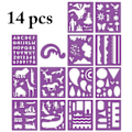 Pikkukuva 1 / 5: 14 kpl Piirustusstencilit, Sekalaiset Tyypit, DIY Maalausmallit Piirustusstencilit