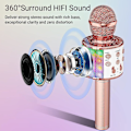 Miniatyrbild 2 av 5: Karaoke trådlös mikrofon med dansande LED-lampor, Bluetooth-mikrofon för barn flicka pojke för fest sång jul födelsedagspresent idé roséguld