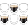 Miniatyrbillede 1 af 5: 6 stk. Dobbeltvæggede Kopper Glas Krus, Gennemsigtige Dobbeltvæggede Kaffekopper, Dobbeltvæggede, Cappuccino, Latte og Iso