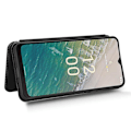 Miniatyrbild 3 av 5: För Nokia C32 PU Läder Kolfibertextur Skal Kortfack Ställ Mobilskal Black