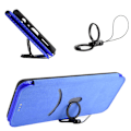 Miniatyrbillede 4 af 5: PU Læder Carbon Fiber Tekstur Cover med Kortholder og Støttefod til Nokia C32 Blue