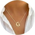 Miniatyrbild 1 av 5: Guld Initial Halsband för Kvinnor - 14k Guldpläterade Stora Bokstavs Hängen Halsband för Kvinnor Trendiga Smyckesgåvor G
