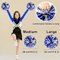 Miniatyrbild 2 av 5: 12 st Cheerleading Pom Poms för Barn, Metallisk Folie Plast Ring Cheer Pom Poms för Pojke Large Blue
