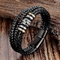 Miniatyrbillede 3 af 5: Til min søn, elsker dig for evigt armbånd, flettet læderarmbånd til mænd, personligt graveret armbånd i rustfrit stål