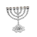 Miniatyrbild 5 av 5: Hanukkah Menorah Metall Ljushållare Tealight Hållare 7 Grenar Ljusstake för Middagsbjudningar Dekorationer Heminredning Höjd 17cm (Silverfärgad) Silvery