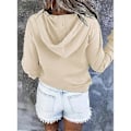 Miniatyrbillede 5 af 5: Dame Knap Front Hættetrøje Pullover Langærmet Efterår Vinter Sweatshirt Top SweaterM( style1907)