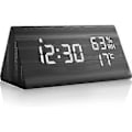 Miniatyrbild 1 av 5: Väckarklocka Digital Klocka Trä, Bordsklocka Digital Med Röststyrning/snooze/datum/temperatur