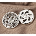 Miniatyrbild 1 av 5: 10 st silverkläder knapp - ihålig blomma form metall skaft Ro