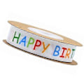 Miniatyrbillede 2 af 2: 1 rulle med 10 yard fødselsdagsdekorationsbånd dekorativt håndværkstilbehør til festemballage gaveindpakning (Happy Birthday-stil)