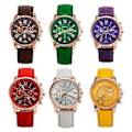 Miniatyrbillede 2 af 5: Nyt Moderigtigt Dame Læderbånd Rustfrit Stål Quartz Analogt Armbåndsur red
