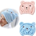 Miniatyrbild 1 av 4: Beige+Bleu)2pcs Chapeau Cheveux Secs Serviette Cheveux Serviette