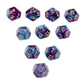 Pikkukuva 5 / 5: Pöytäpeli 10kpl / setti Nopat D12 D&D Gem 18mm (Violetti+Sininen) Purple+Blue
