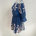 Miniatyrbillede 4 af 5: Dame Casual Blomstret Print Off Shoulder Trompetærme Swing Kjole (style6074)