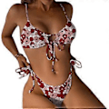 Miniatyrbillede 1 af 5: Dame Split Badedragt G-streng Komfortabel 2-delt Stropløs Svømmedragt Wrap Højbenet Strandtøj Halterneck String Bikini Sæt Tryk på hvid M Printing on white M