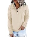 Miniatyrbillede 1 af 5: Dame Knap Front Hættetrøje Pullover Langærmet Efterår Vinter Sweatshirt Top SweaterM( style1907)