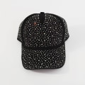 Miniatyrbillede 2 af 5: Justerbar Åndbar Rhinestone Baseball Cap Bling Sequins Sort