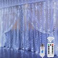Pikkukuva 1 / 5: Ikkunoiden verhokiertelyvalot, 300 LED:tä 8 valaistustilalla, keijuköynnös