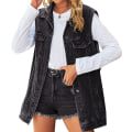 Miniatyrbilde 1 av 4: Dame Denimjakke Ermeløs Knappelukking Jeansvest Midt Lang Vest. Small. Blå