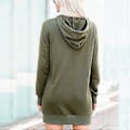 Miniatyrbillede 4 af 5: Langærmet Hættetrøje Kjole Dame Casual Ribstrikket Manchet Snøre Printet Pullover Sweatshirt med Lomme