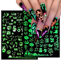 Miniatyrbild 1 av 5: Halloween Nagelstickers 3D Lysande Halloween Naglar Självhäftande