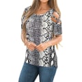 Miniatyrbillede 1 af 2: T-shirt til kvinder Bluser Off Shoulder Kortærmet Leopard Print