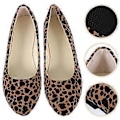 Miniatyrbild 2 av 4: Mode Leopard Skor Plattor Spetsiga Skor Fritid för Kvinnor Damer (Khaki Leopard, Storlek 40)
