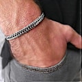 Miniatyrbild 4 av 5: Handgjort Manschettkedjearmband för Män Tillverkat av Rostfritt Stål - Silverarmband för Män - Manschettarmband för Män - Smycken för Män - 18cm*10mm*4mm