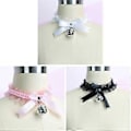 Miniatyrbilde 2 av 5: Sløyfeknute Blonde Halskjede Bjelle med Elastisk Bånd Volangbånd for Kvinner Jenter Justerbart Gotisk Choker Halsbånd black