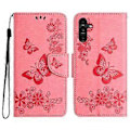 Miniatyrbild 1 av 5: Fodral för Samsung Galaxy A05s 4G, Folio PU Läder Fjärilar Blomma Mobilskal Style D