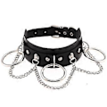 Pikkukuva 1 / 5: Nahkainen choker metallirenkaalla ja ketjulla, säädettävä kaulakoru