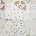 Miniatyrbillede 4 af 5: Spædbarnssavlsmæk & Hårbøjle med sløjfe Sæt Blomstret Gylpeklud Småbørn Bomuld Halstørklæde Savlesmæk Nyfødt Spise Essentiel SET10 SET10