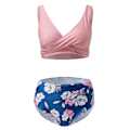 Miniatyrbillede 2 af 3: Dame bikini badedragt front kryds bindebånd todelt badedragt, pink, L
