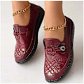 Miniatyrbillede 1 af 5: Dame flade slip-ons bløde sko komfort broderede sko daglige flade hæl runde tå elegante afslappede gummi loafer.40.