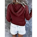 Miniatyrbillede 4 af 4: Dame Knap Front Hættetrøje Pullover Langærmet Efterår Vinter Sweatshirt Top SweaterM( style1904)