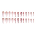 Miniatyrbilde 3 av 5: Marmor Nude Rosa Gradient Gullfolie Lange Falske Negler (24 stk)