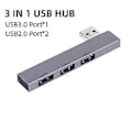 Pikkukuva 1 / 5: 3 IN 1 USB Hub 3 Porttia USB 3.0 -sovitin Kannettavat Mini-telakointiasemat Erittäin ohut 5 Gbps/480 Mbps 01 3 IN 1