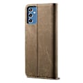 Miniatyrbillede 3 af 5: Denimtekstur PU-telefoncover til Samsung Galaxy A13 5G/4G/A04/A04S Khaki