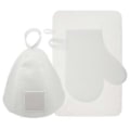 Miniatyrbild 1 av 2: 1 Set Filt Bastuhatt Handske Och Kudde Set Andningsbar Bastuhatt Badrum Bastutillbehör White