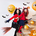 Miniatyrbild 4 av 4: 2 stycken, orange+grönt Halloween häxkvart, onda häxkläder