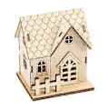 Miniatyrbillede 1 af 3: Træhåndværk lysende træhus lille hus belysning ornamenter hjemmekontor skrivebordsdekoration Julepynt