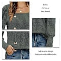 Miniatyrbillede 2 af 4: Dame Top Lang Pufærme Knap Almindelig Elegant Dame Sweater til Arbejde Dagligdag Ferie OD Grøn XL