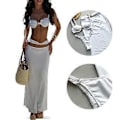 Miniatyrbillede 2 af 5: 3 STK Dame Push Up Badedragt Sæt Delt Badedragter med Strand Coverup Wrap Svømmedragt Hurtigtørrende Badedragt S S