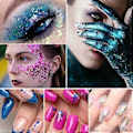 Miniatyrbild 2 av 5: 4 Lådor Holografiska Nagelpaljetter Former Blandade Nagelglitter Manikyrdekorationer Glitterset för Nagelkonst Hantverk Smink Set 1