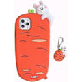 Miniatyrbillede 1 af 5: Kreativt etui kompatibelt med iPhone 12 Pro Max, sjovt unikt 3D kanin gulerodsformet etui blød silikone bumper stødsikkert beskyttelsesetui (kanin gulerod, i