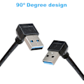 Miniatyrbilde 2 av 5: USB 3.0 Forlengelseskabel - Opp & Ned Vinkel - Hann til Hunn - 2 Pakk